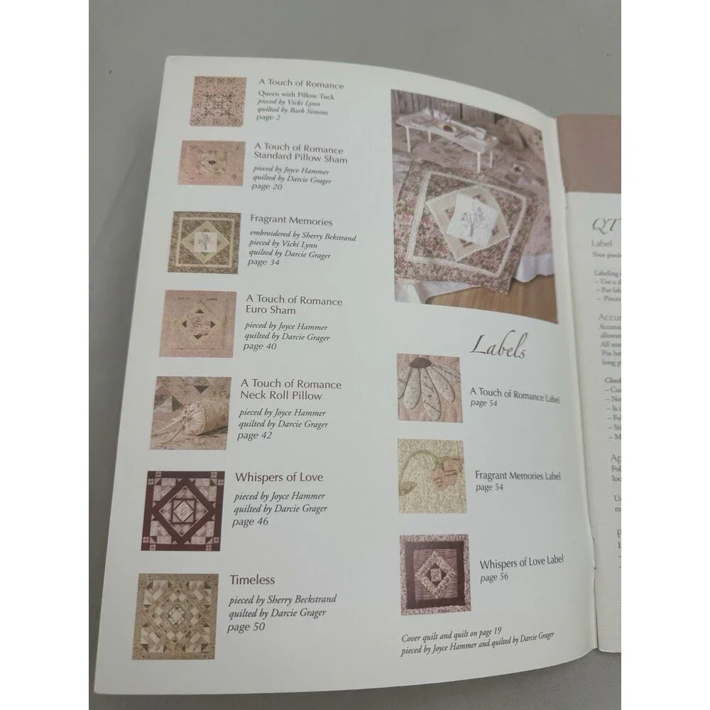 A Touch Of Romance Pattern Book Vicki Lynn Quilts On The QT 2005 Sewing